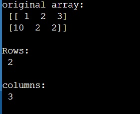 Example: NumPy: How to find total rows in a 2D array and total column in a 1D array?