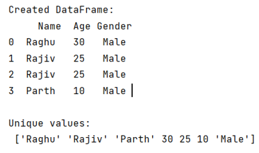 Example: Find unique values from multiple columns