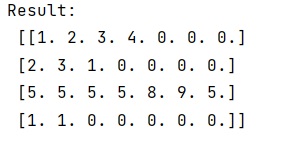 Example: How to fix array with rows of different lengths by filling the empty elements with zeros?