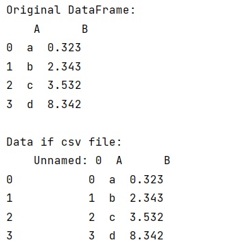 Example: float64 with pandas to_csvframe