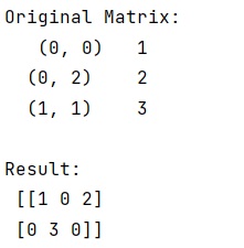 Example: How to generate a dense matrix from a sparse matrix in NumPy?