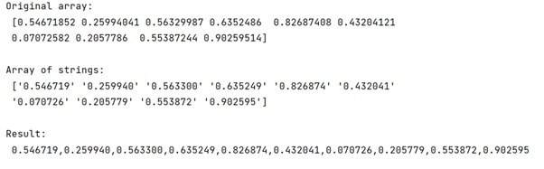 Example: What's the fastest way to generate delimited string from 1d NumPy array?