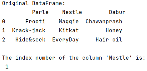 Example 1: Get column index from column name 