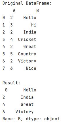 Get scalar value on a cell using conditional indexing