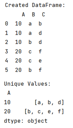 Example: Get unique values from multiple columns