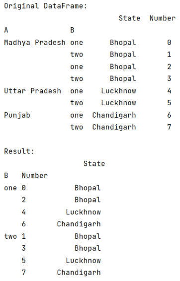 Example: Group by index and column