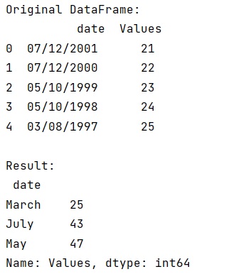 Example: How can I group by month from a date field using Python and Pandas?