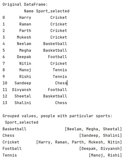 Output: Group DataFrame rows into list