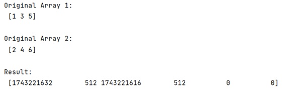 Example: Interweaving two numpy arrays