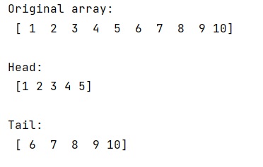 Example: Is there a head and tail method for NumPy array?