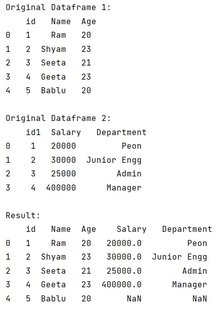 Example: Join two dataframes on common column