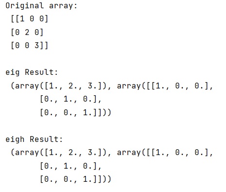 linalg.eig() and linalg.eigh() | output