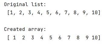 Example: List to array conversion to use ravel() function