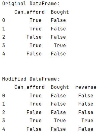 Example: Logical operation on two columns of a dataframe