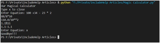 Magic calculator program's output in Python3