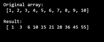 Example: NumPy: How to make a moving(growing) sum of table contents without a for loop?