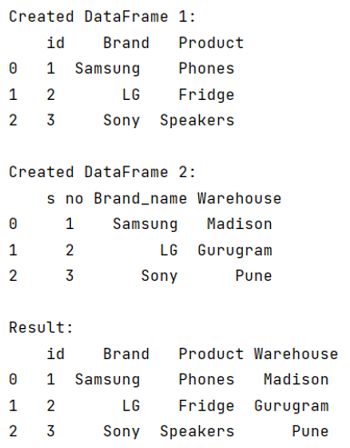 Example: Mapping columns from one dataframe to another