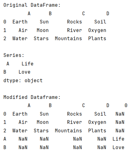 Example: Merge a Series and DataFrame