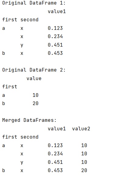 Example: Merge multi-indexed with single-indexed