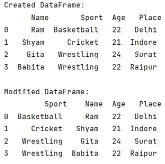 Example: Move column by name to front of table