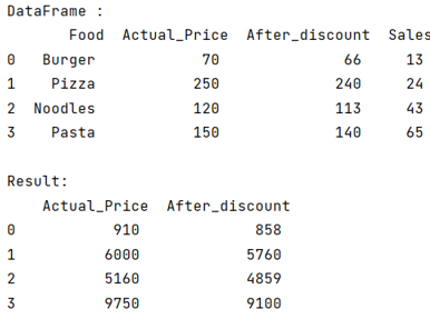 Example: multiply columns by a column