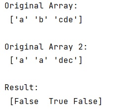 Example: numpy.char.compare_chararrays() Method with Example