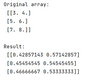 Example: NumPy: Divide row by row sum