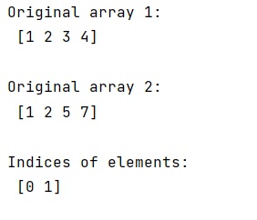Example: NumPy: For every element in one array, find the index in another array