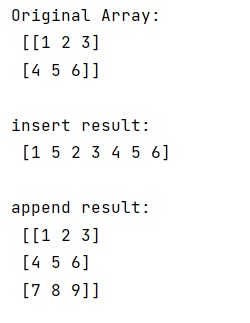 Example: Difference between numpy.insert() and numpy.append() functions