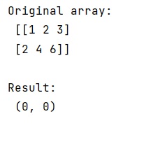 Example: NumPy minimum in (row, column) format