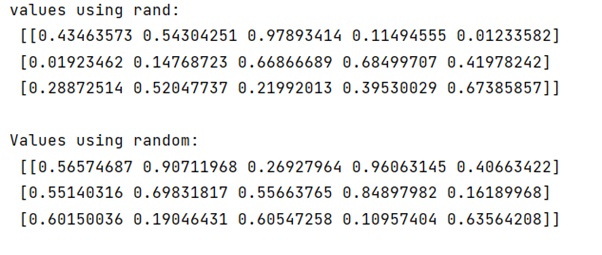 Example: numpy.random.rand() vs numpy.random.random() Methods