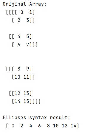 Example: NumPy: Slice of arbitrary dimensions