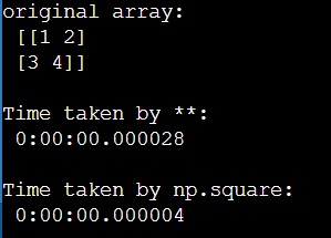 Example: numpy.square() Method vs ** Operator 