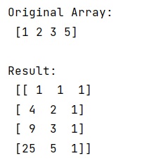 Example: numpy.vander() Method with Example