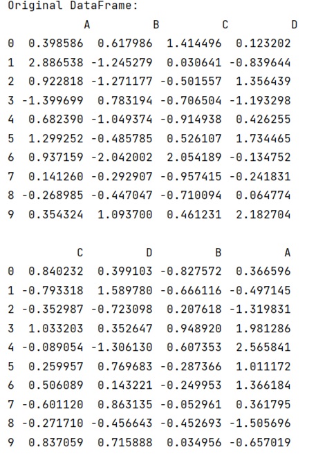 Example: Order columns of a pandas dataframe according to the values in a row