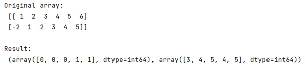 Example: Why the output of numpy.where(condition) is not an array, but a tuple of arrays?