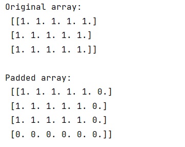 Python - How To Pad Numpy Array With Zeros?