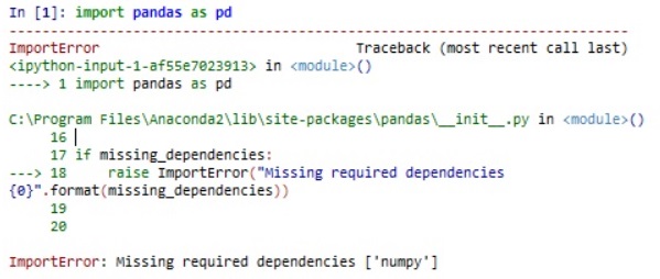 Step 1: Pandas: Missing required dependencies