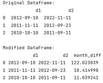 Example: Pandas Number of Months Between Two Dates