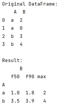 Example: Pass percentiles to pandas agg() method