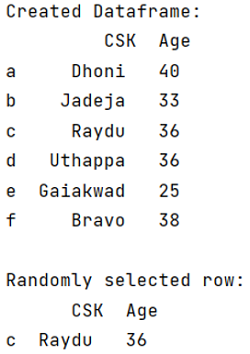 Example: Perform random row selection