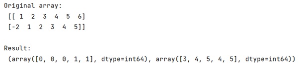 Example: What is the purpose of numpy.where() returning a tuple?