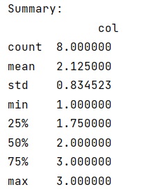 Example 2: R summary() equivalent in numpy