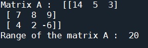 Python | Range of a Matrix Output