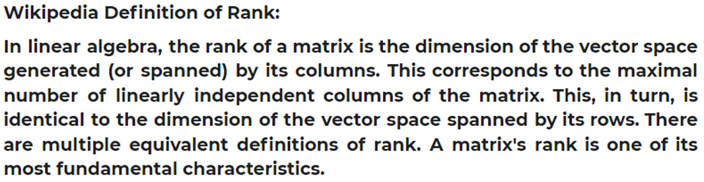 Rank of matrix in Python
