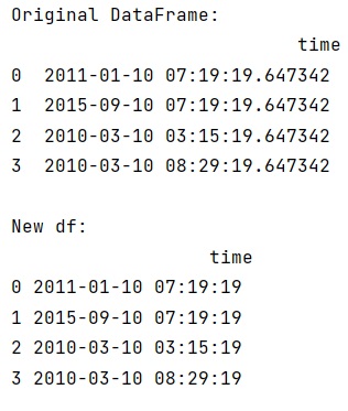 Example: Reduce precision pandas timestamp dataframe