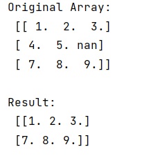 Example: How to remove all rows in a numpy ndarray that contain non numeric values?