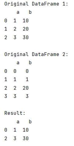Example: Remove rows in a Pandas dataframe if the same row exists in another dataframe
