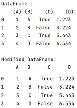 Example: Replace a character in all column names