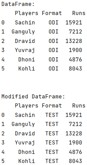 Example: Replace all values in a column